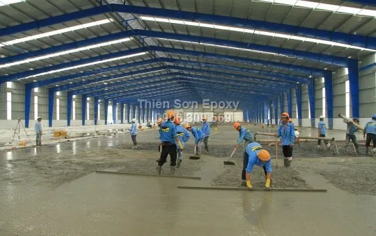 Thi công đổ bê tông sàn kết hợp sơn epoxy