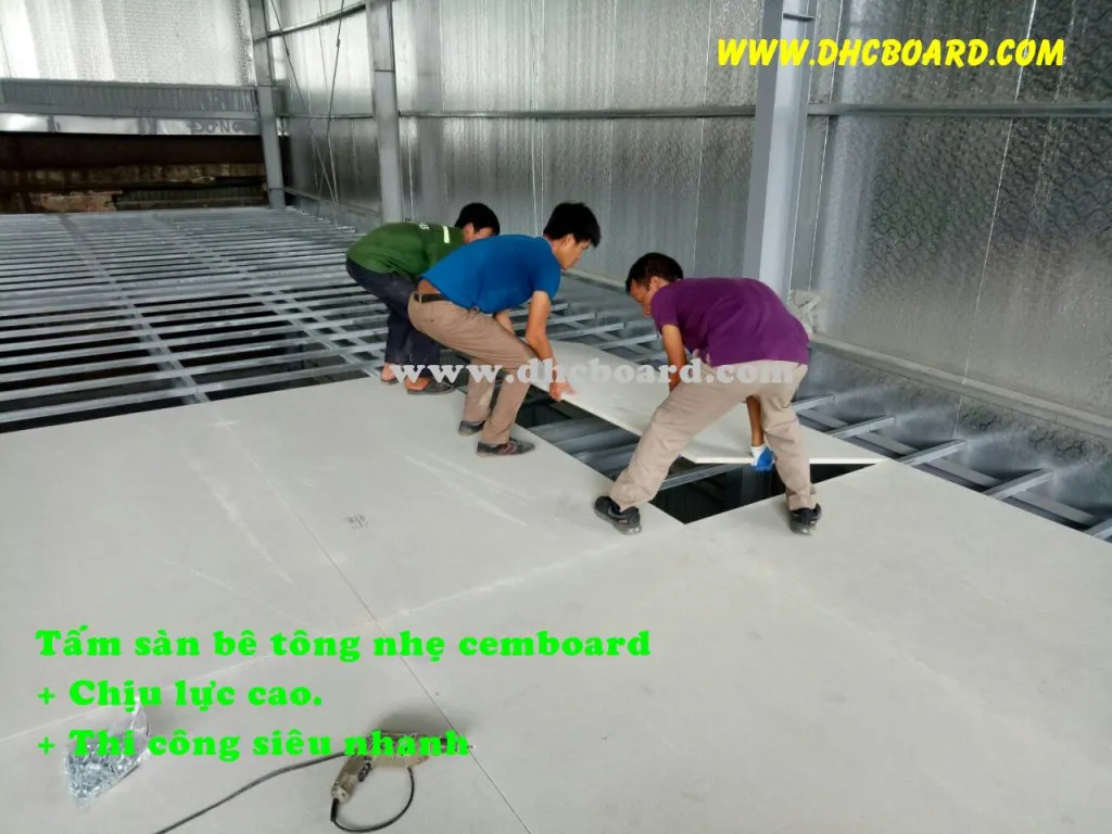 Tấm Duraflex 18mm được sử dụng làm sàn nhẹ chịu lực nhà xưởng sản xuất tại Đông Anh