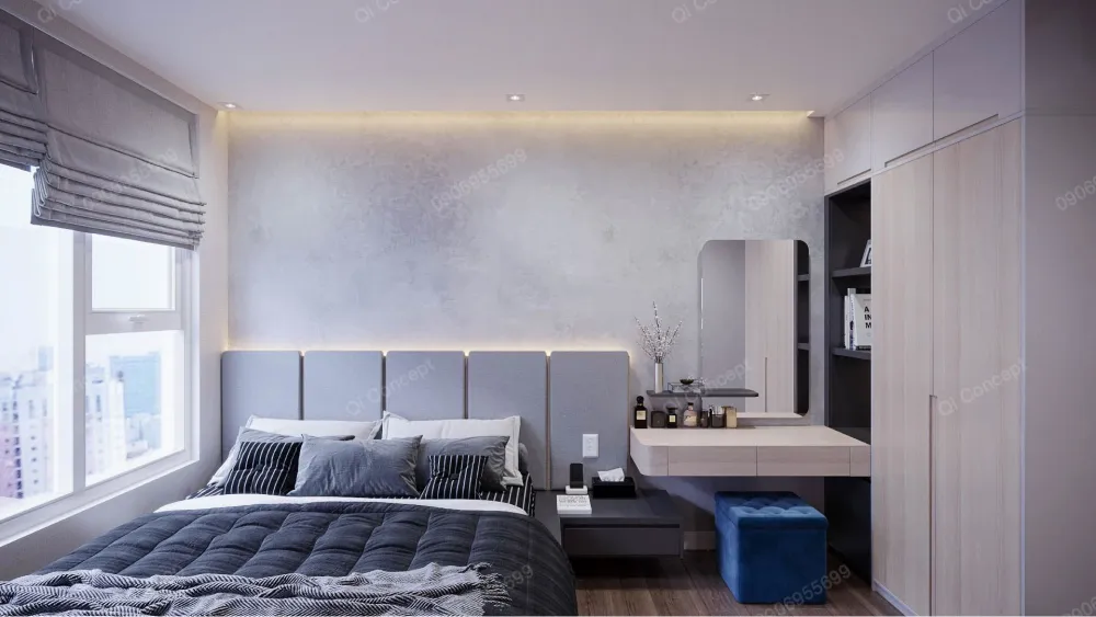 Thiết kế nội thất phòng ngủ căn hộ 1 phòng ngủ 40m2 chị n