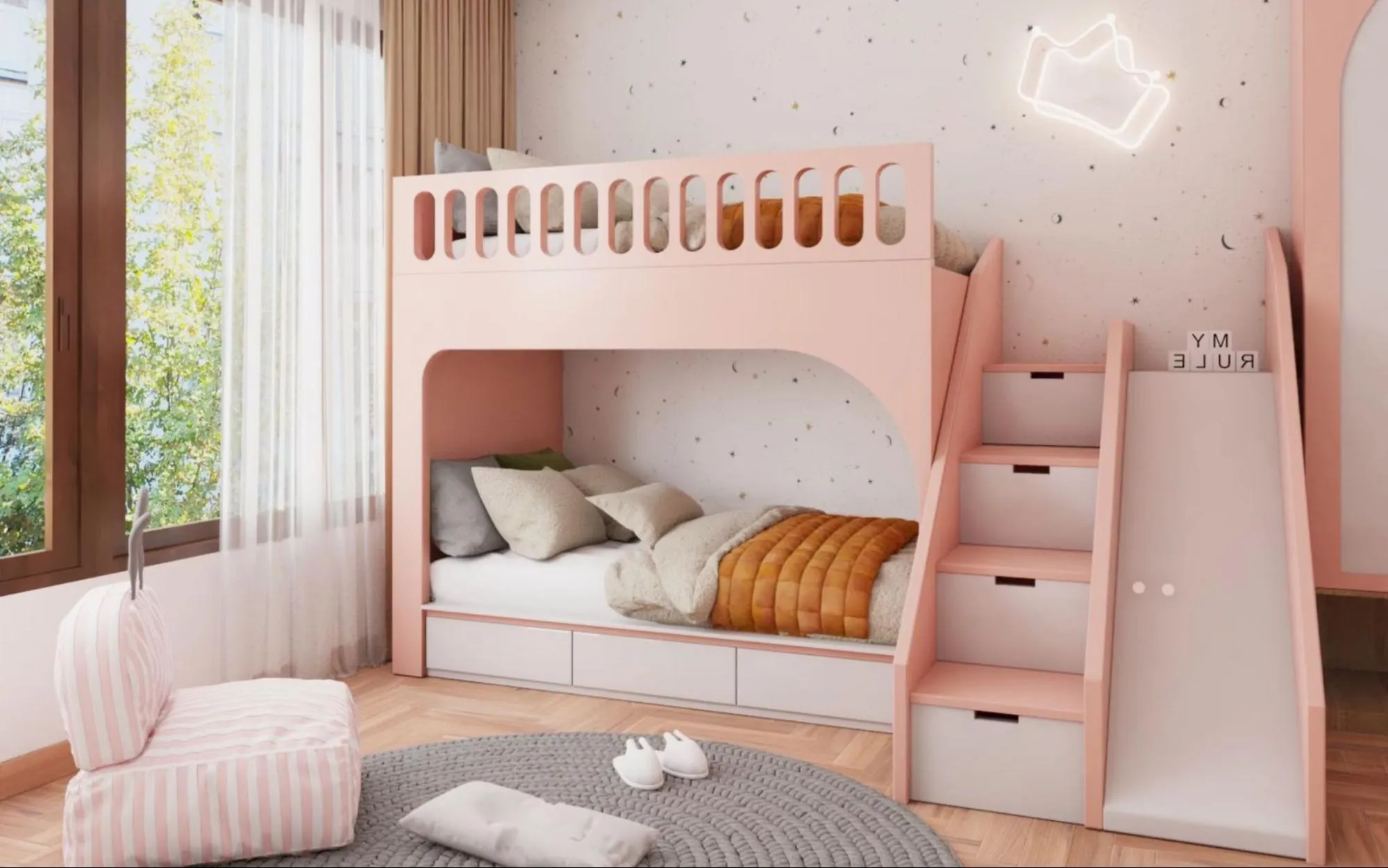 thiết kế nội thất phòng ngủ dành cho bé gái