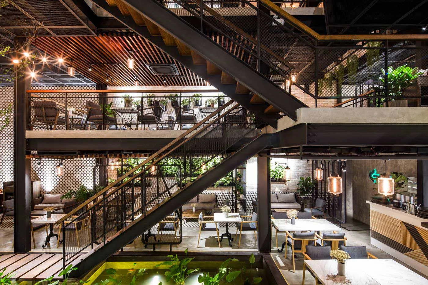 phong cách thiết kế quán cà phê sân vườn đẹp