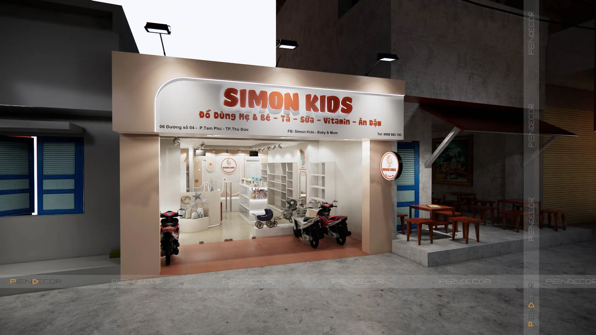 mẫu thiết kế cửa hàng mẹ và bé Pendecor