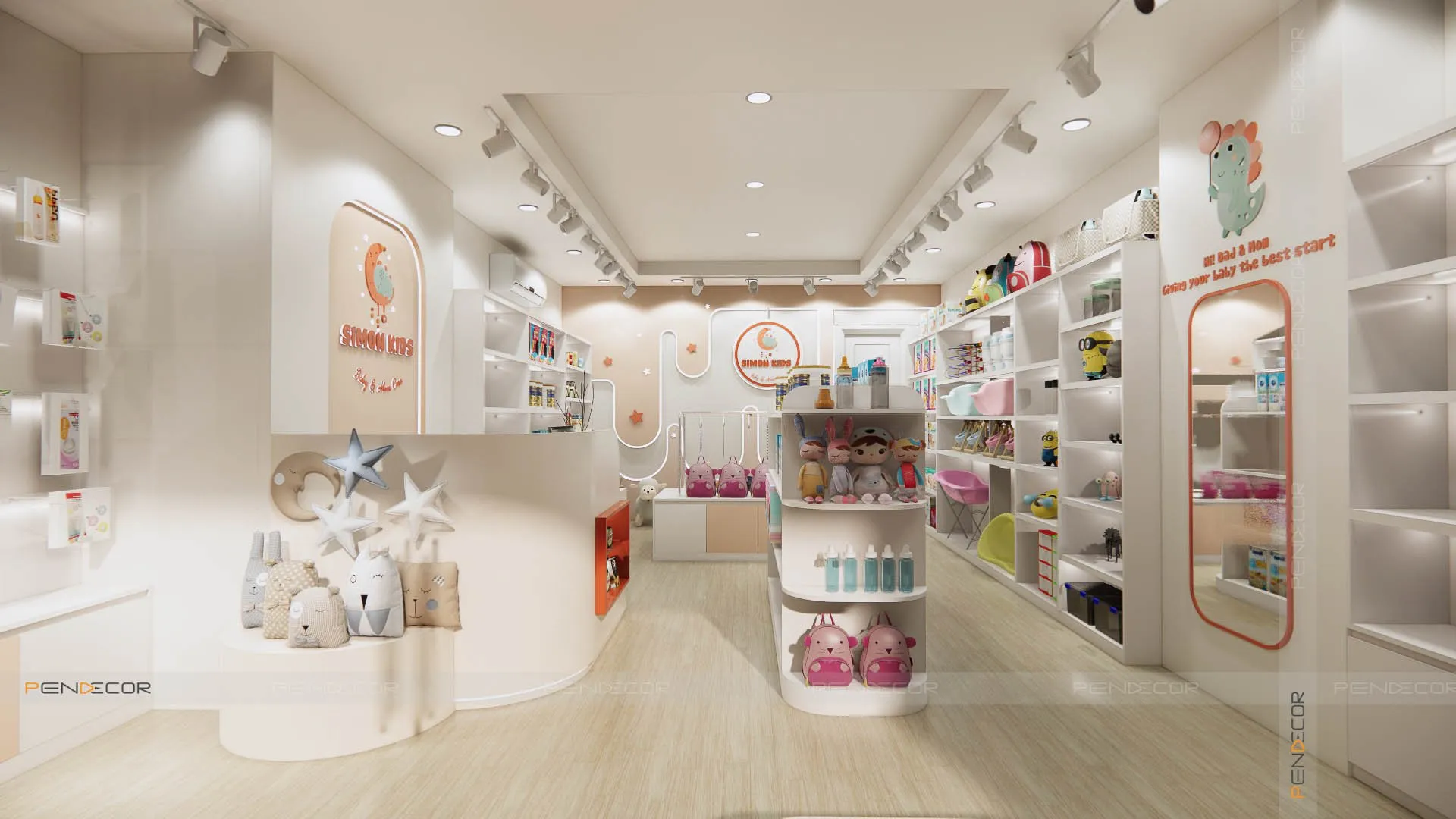 mẫu thiết kế shop mẹ và bé Pendecor