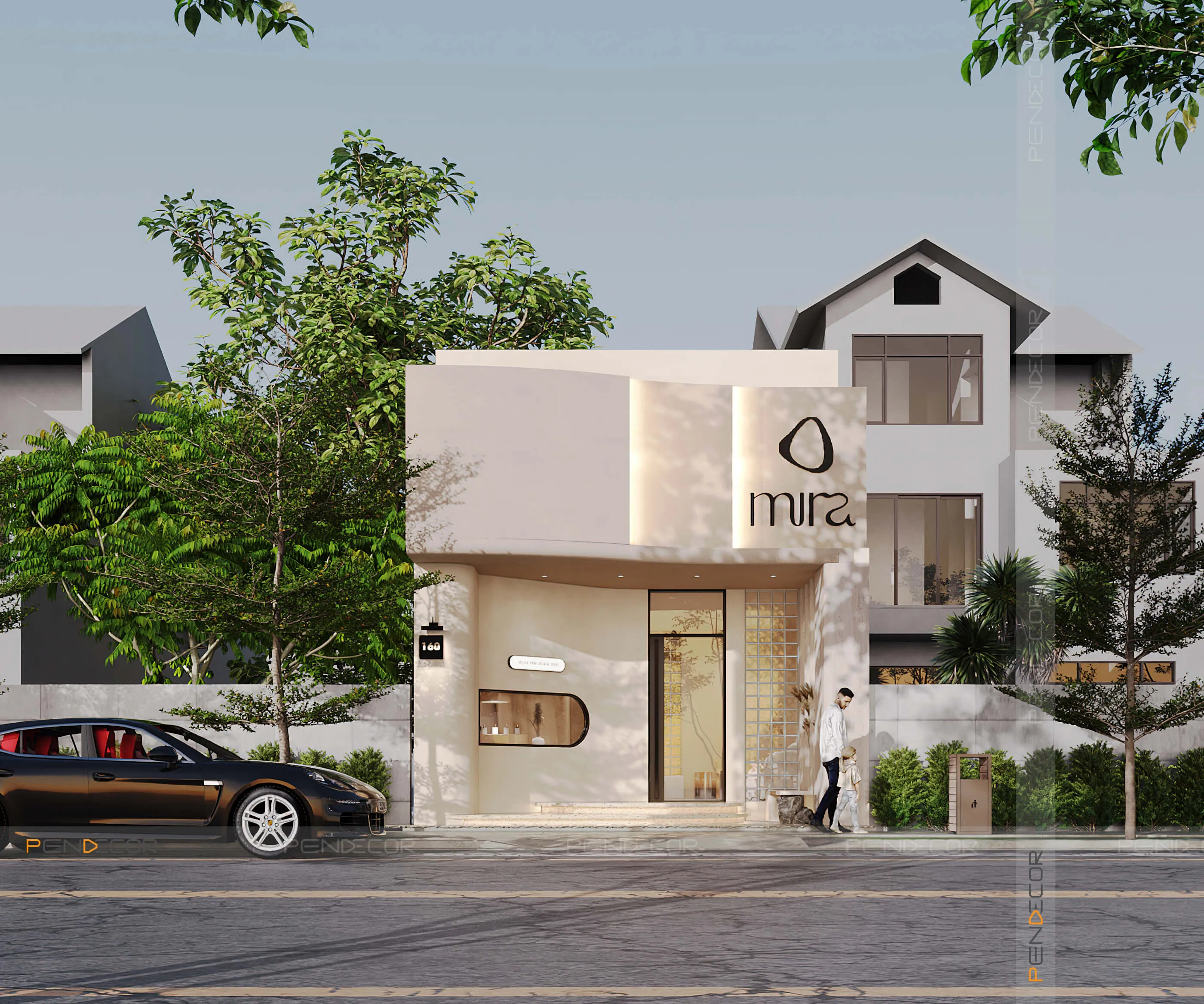 Khu vực ngồi chờ tận dụng tối đa ánh sáng tự nhiên qua khung kính lớn