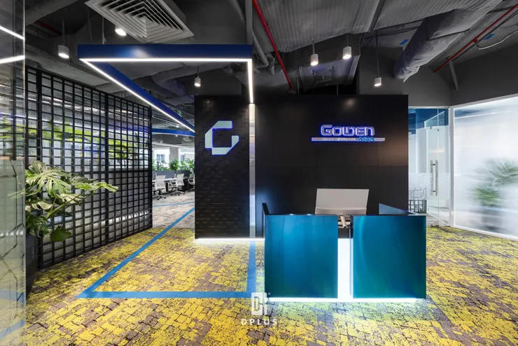 thiết kế khu vực lễ tân văn phòng Golden Asia
