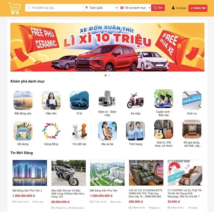 thiết kế website rao vặt