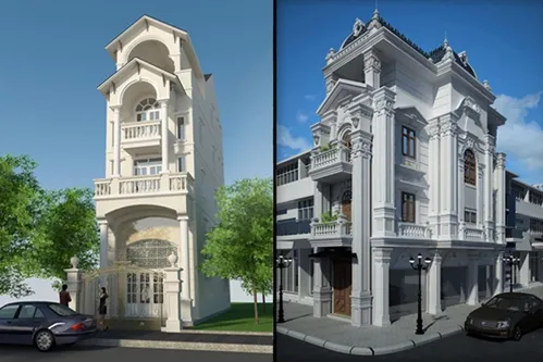 Nhà phố phong cách tân cổ điển với hệ thống hoa văn rườm rà đòi hỏi nhân công tay nghề cao