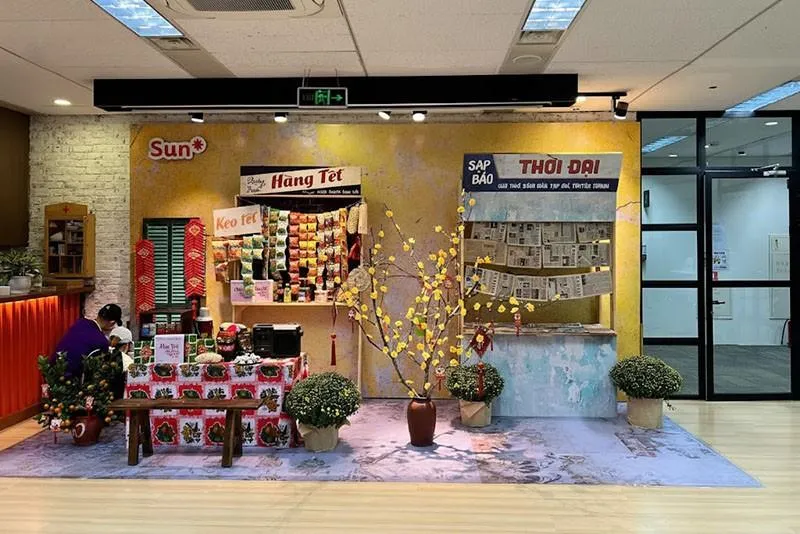 Mẫu tiểu cảnh Tết xưa