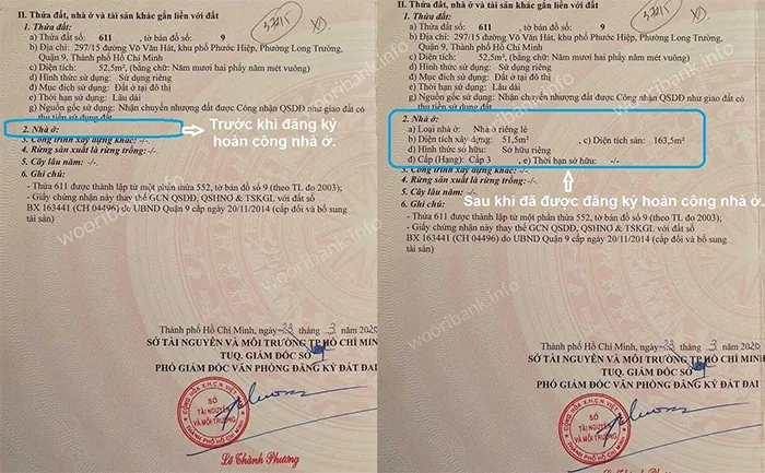 trước và sau khi hoàn công