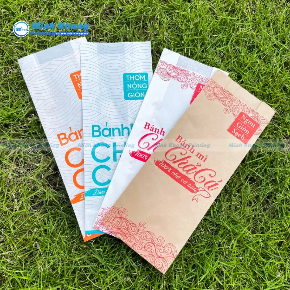Mẫu túi giấy đựng bánh mì chả cá thơm ngon