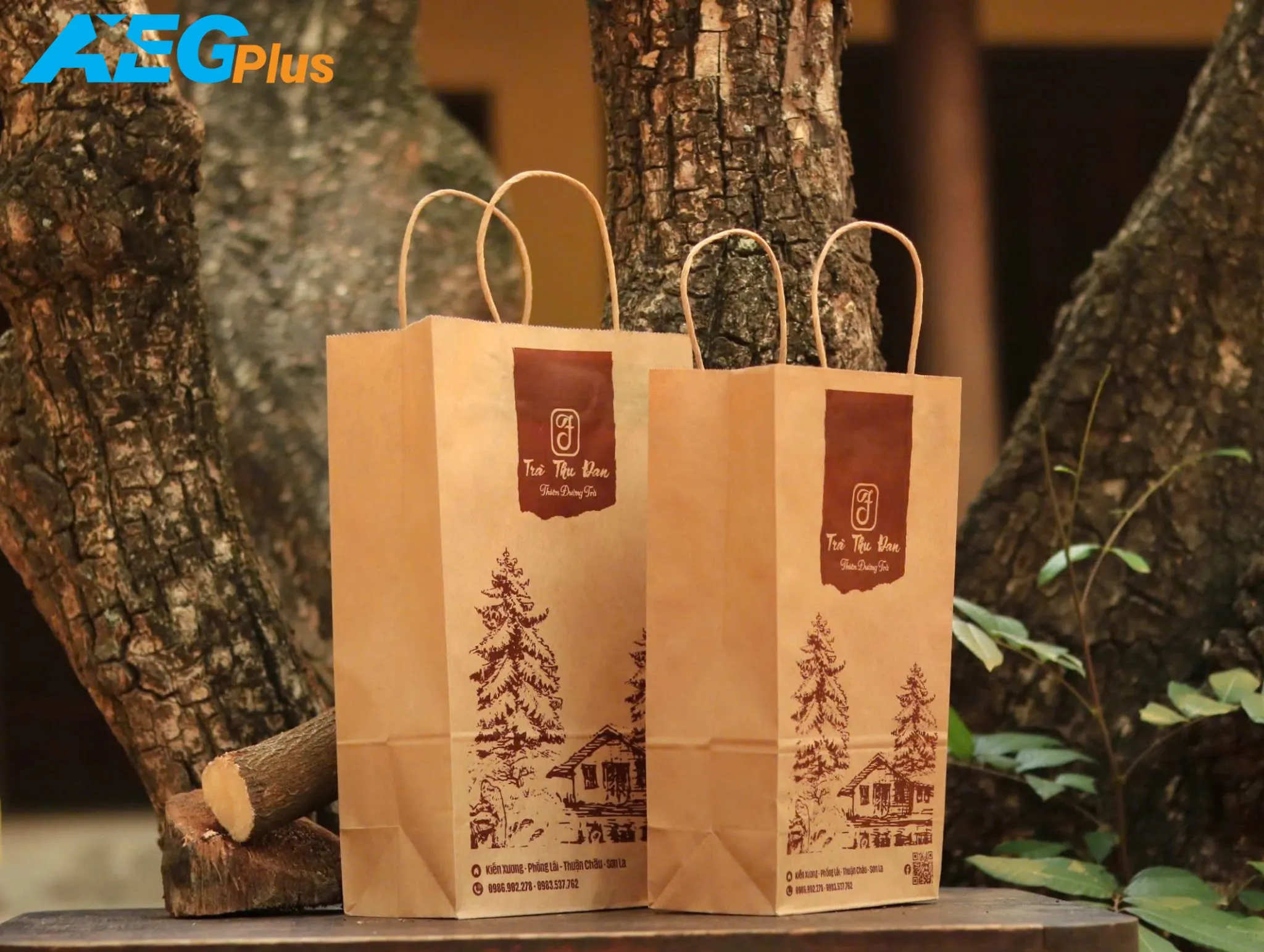 Túi kraft đáy vuông không quai dùng đựng thực phẩm mang đi, kích thước 20x12x30 cm