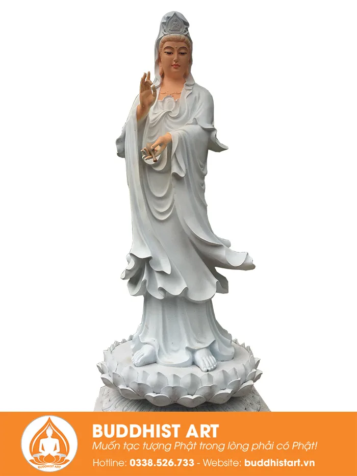 tượng quan âm bằng xi măng - hình minh họa 4