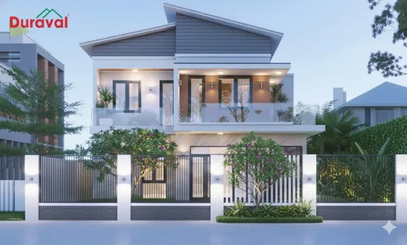 Mẫu nhà 1 trệt 1 lầu mái lệch 500 triệu