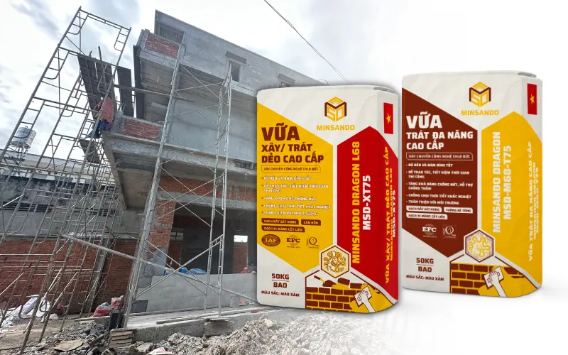 Xi măng trộn sẵn đóng bao Minsando chất lượng hàng đầu