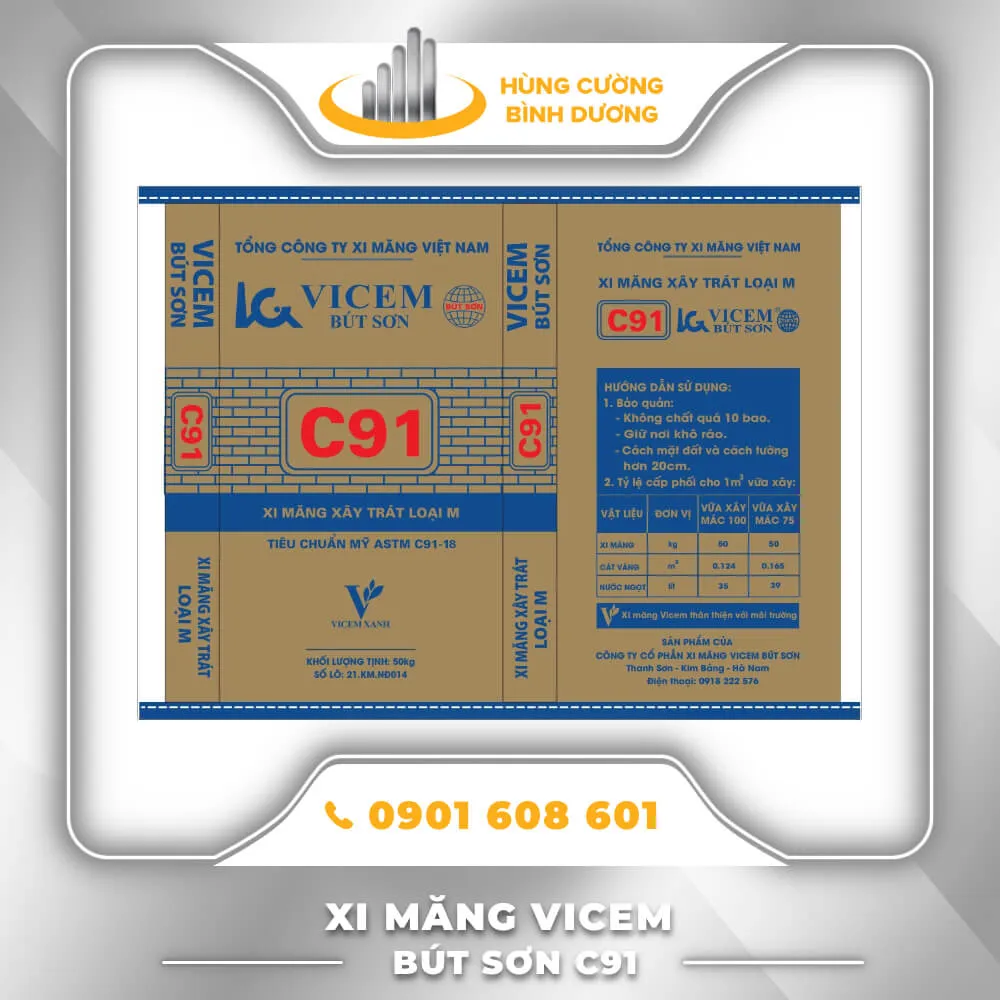 Xi măng chuyên dụng Bút Sơn C91 giúp bề mặt trát tường mịn màng và hạn chế rạn nứt