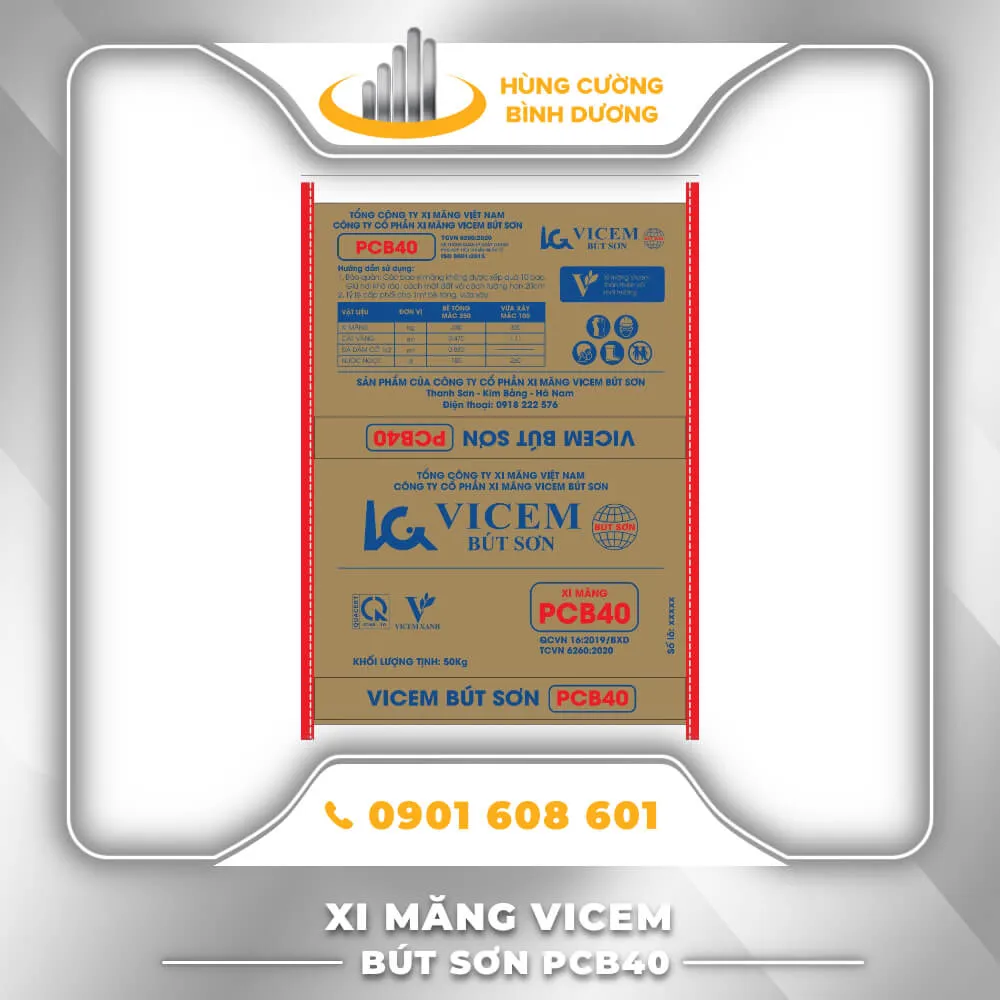 Sản phẩm xi măng Vicem Bút Sơn PCB40 với cường độ chịu lực vượt trội cho các kết cấu bê tông
